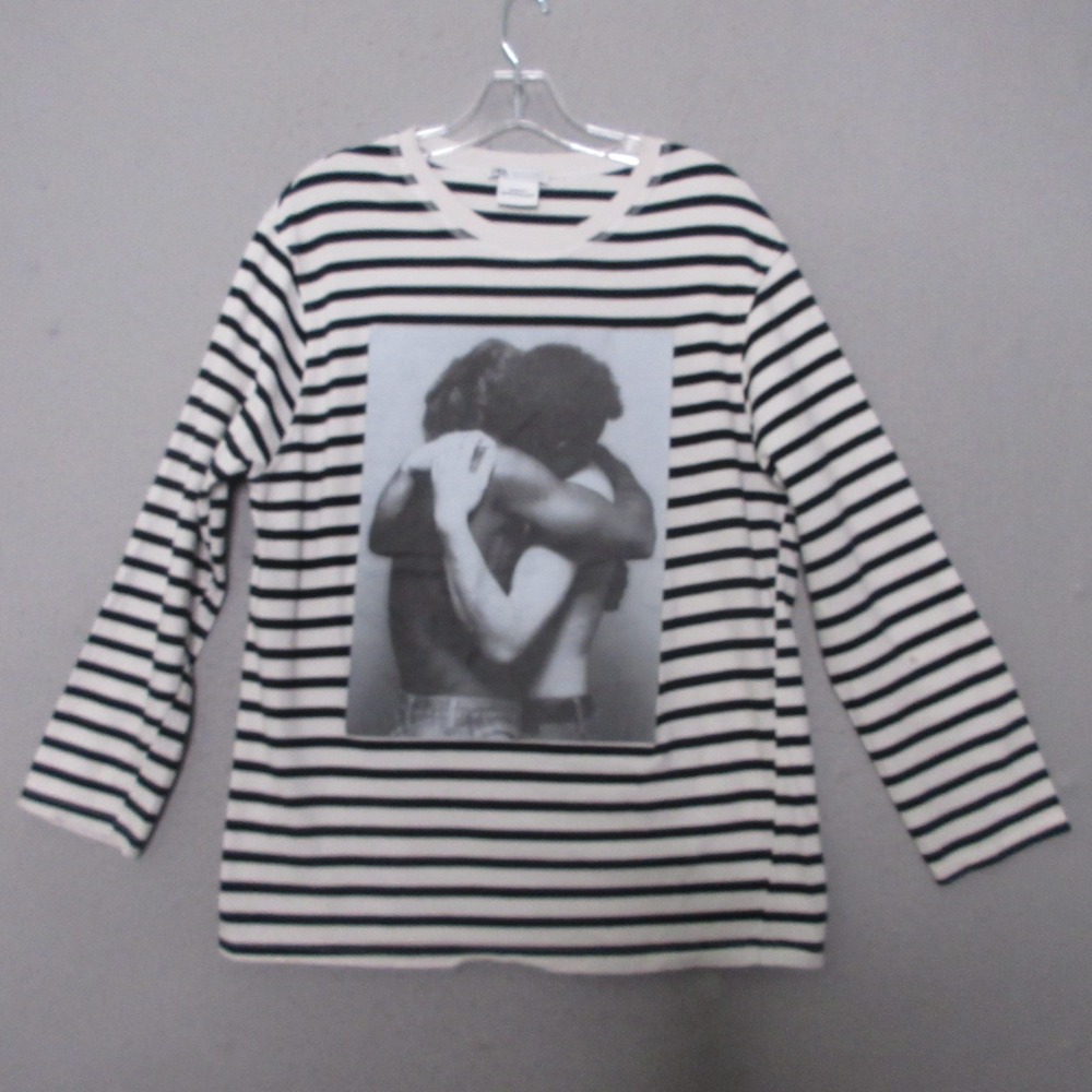 Zara Robert Mapplethorne‎ Shirt Women Medium Stripe Art to Wear Limited Edition